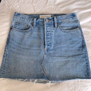 Aritzia Denim Forum Frayed Denim Skirt